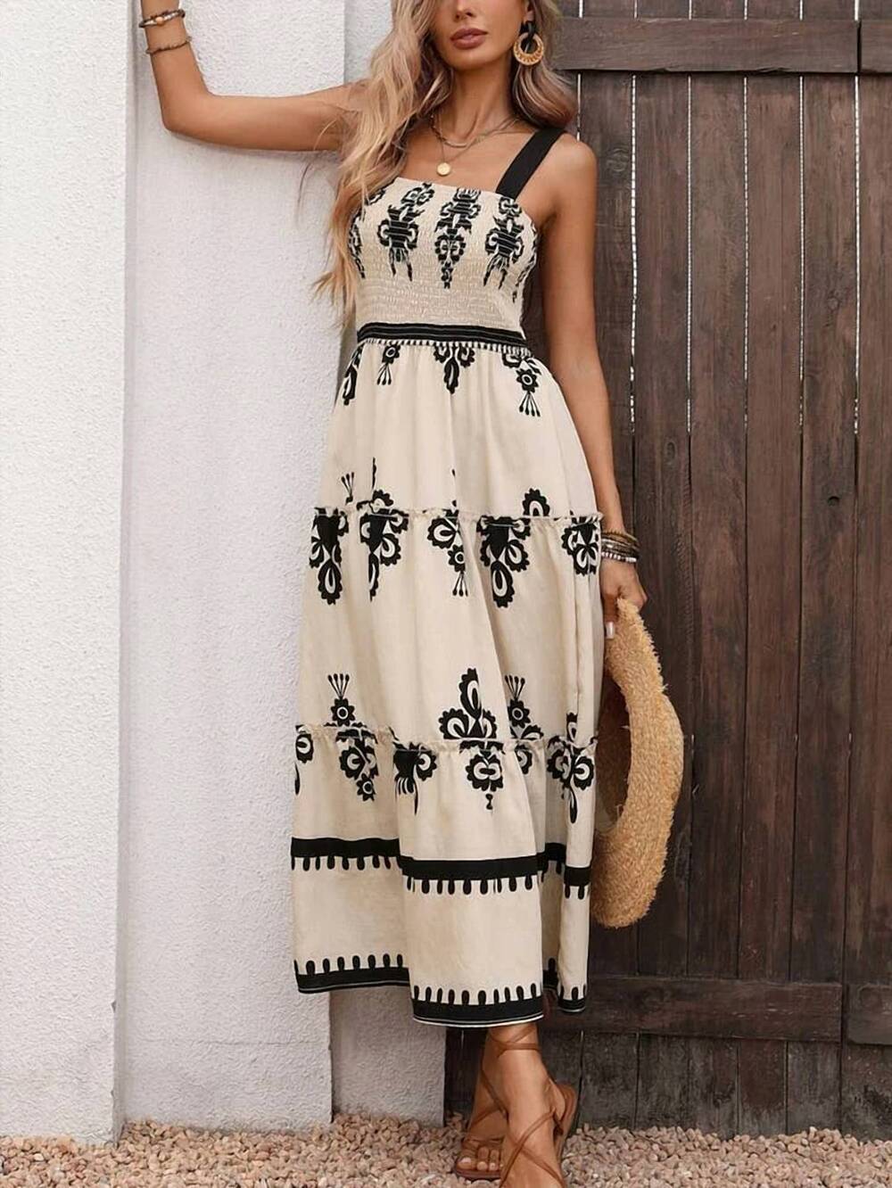 NEW SUHKASANA summer vacation dress in cream multi